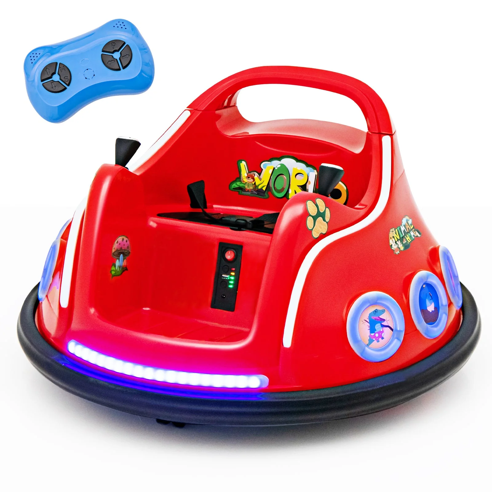 12V Electric Ride On Car with Remote Control and Flashing LED Lights-Red - Image 3