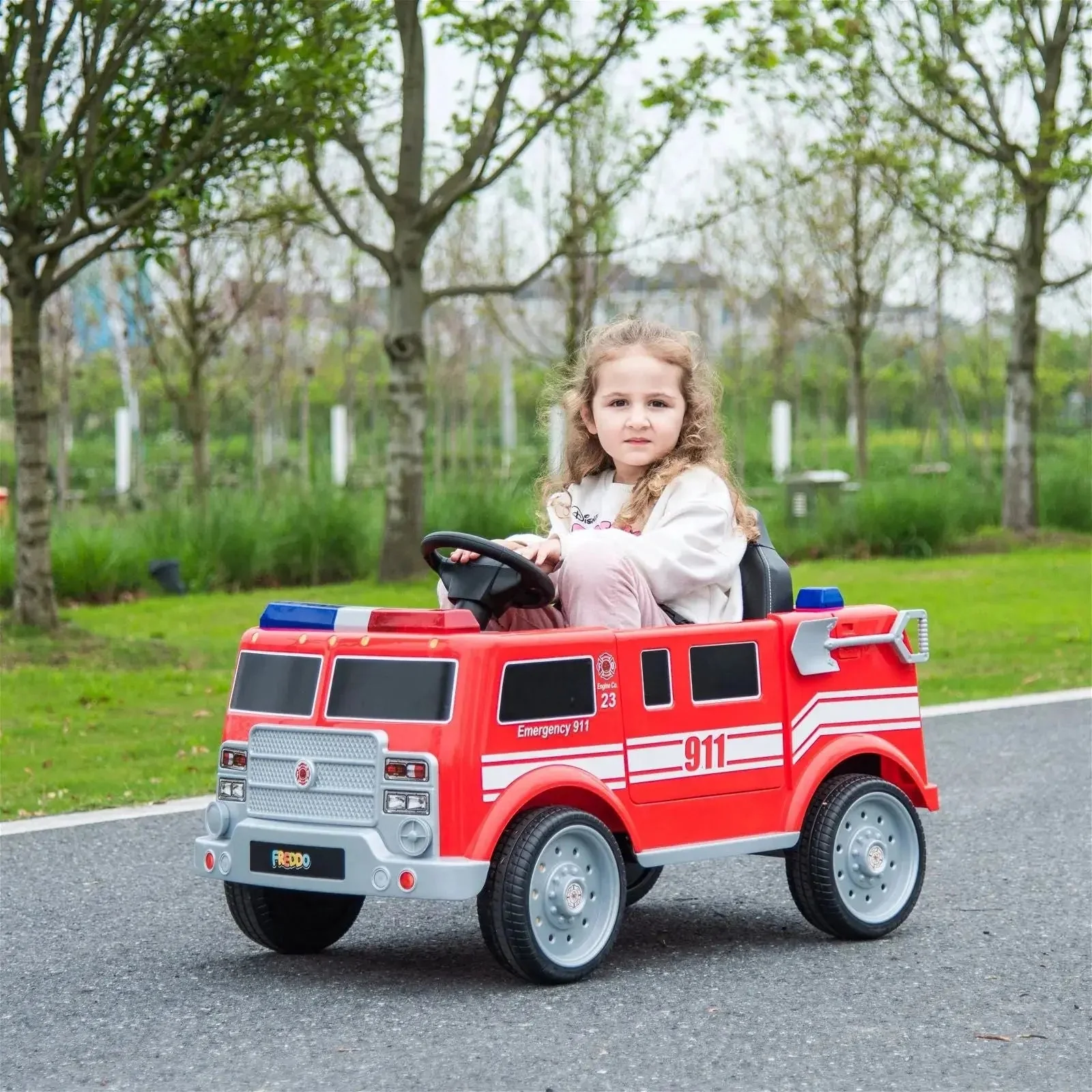 12V Freddo Fire Truck 1 Seater Ride on - Image 2
