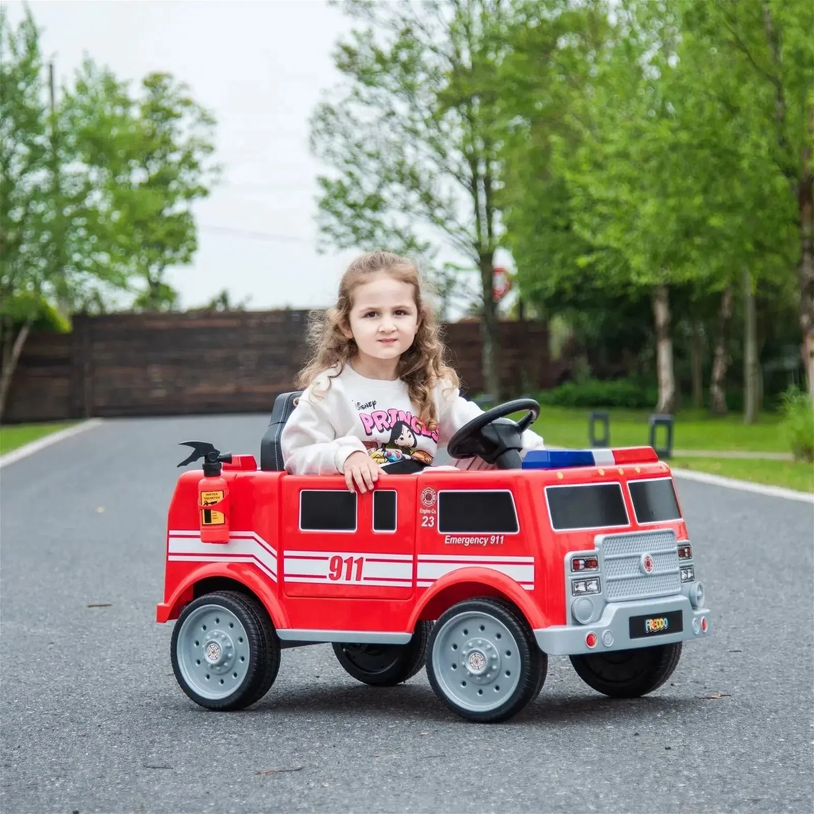 12V Freddo Fire Truck 1 Seater Ride on - Image 4