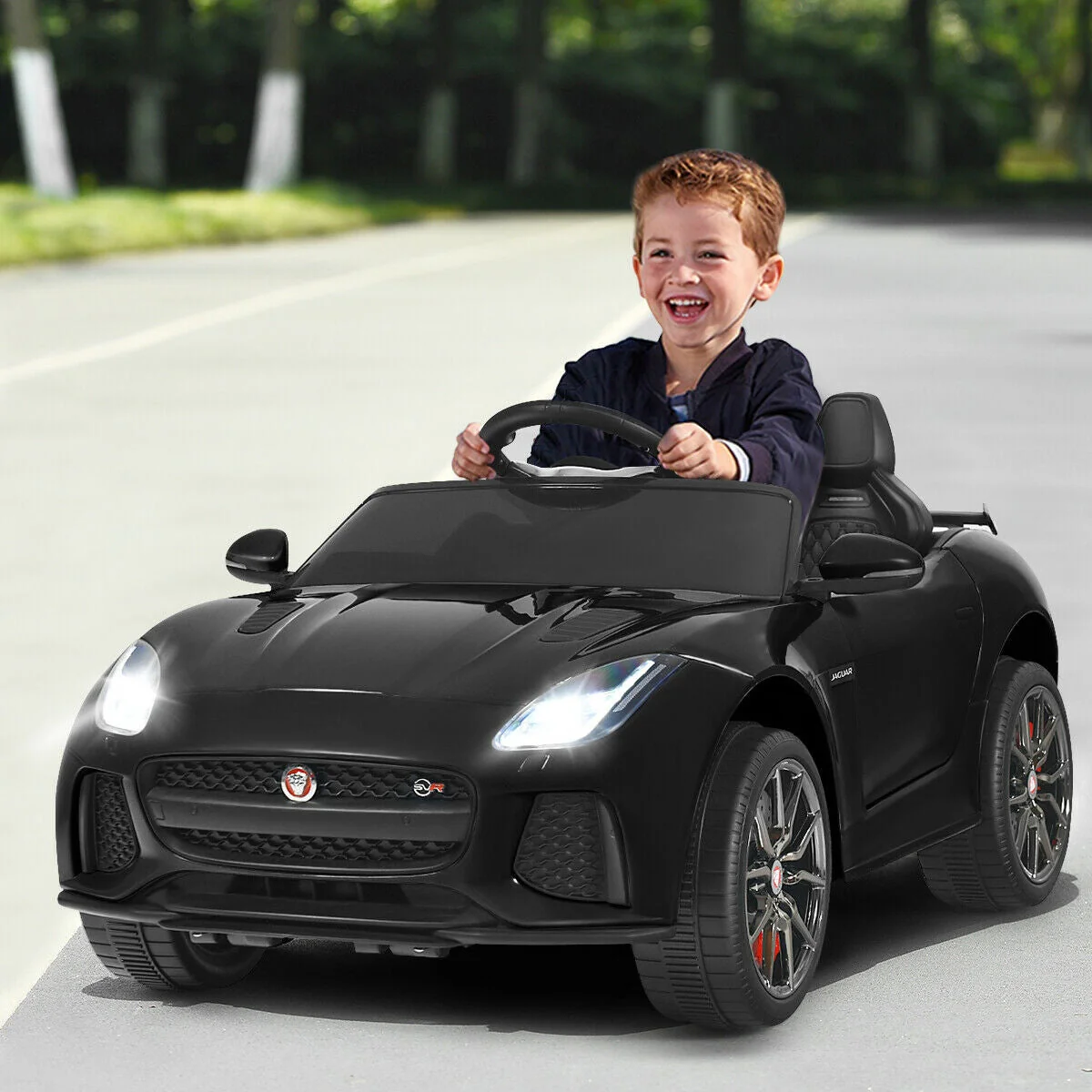 12V Jaguar F-Type SVR Licensed Kids Ride On Car-Black - Image 2