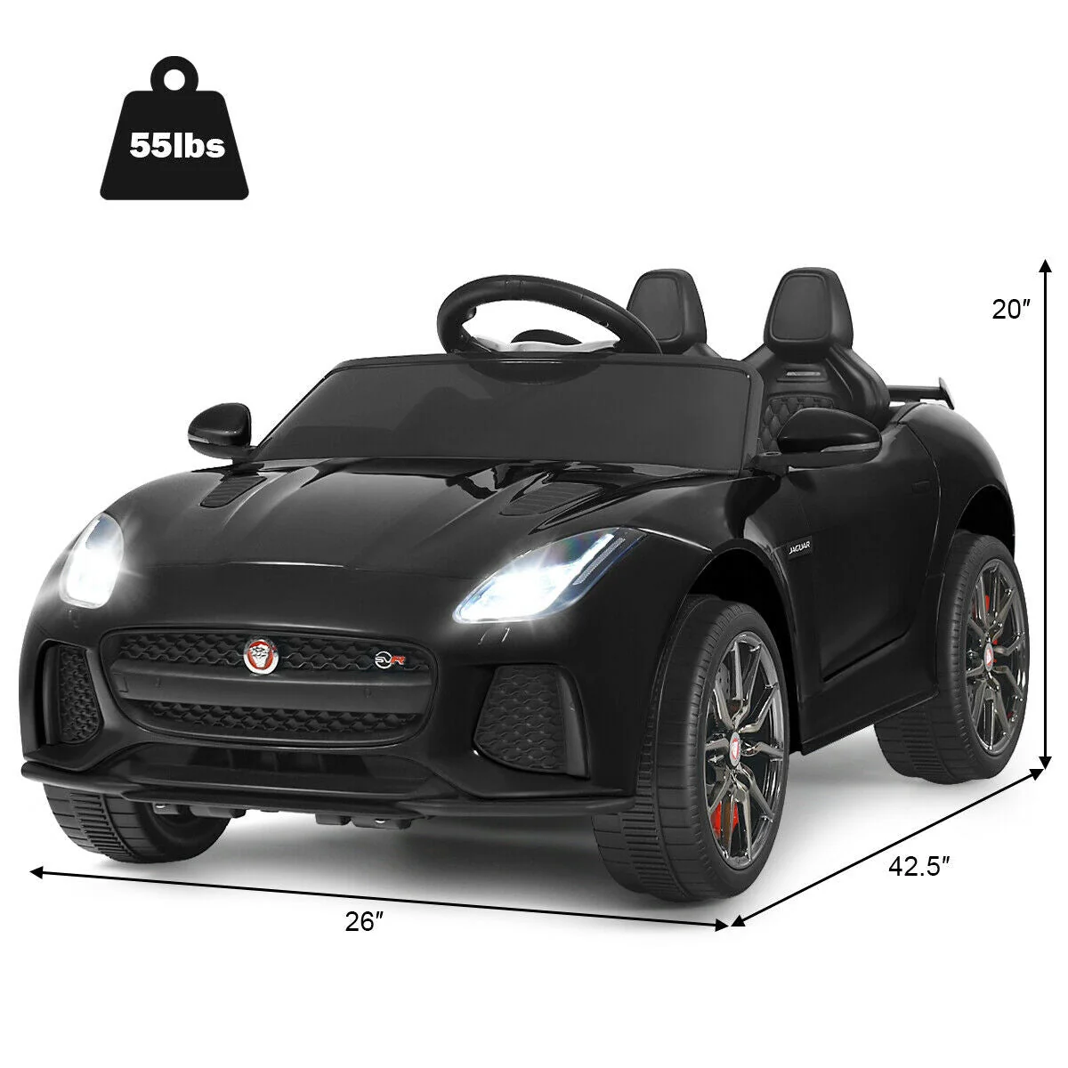 12V Jaguar F-Type SVR Licensed Kids Ride On Car-Black - Image 5