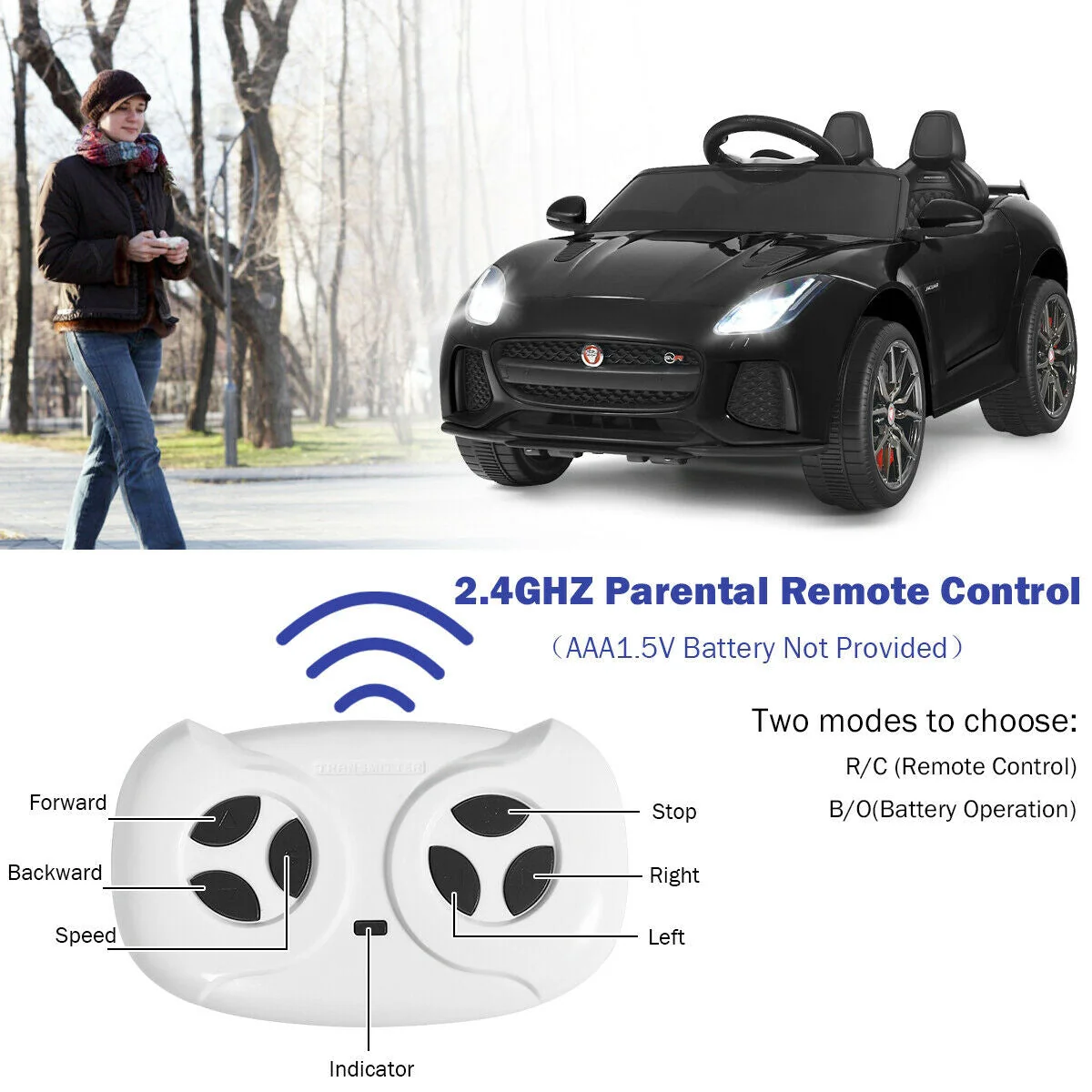 12V Jaguar F-Type SVR Licensed Kids Ride On Car-Black - Image 8