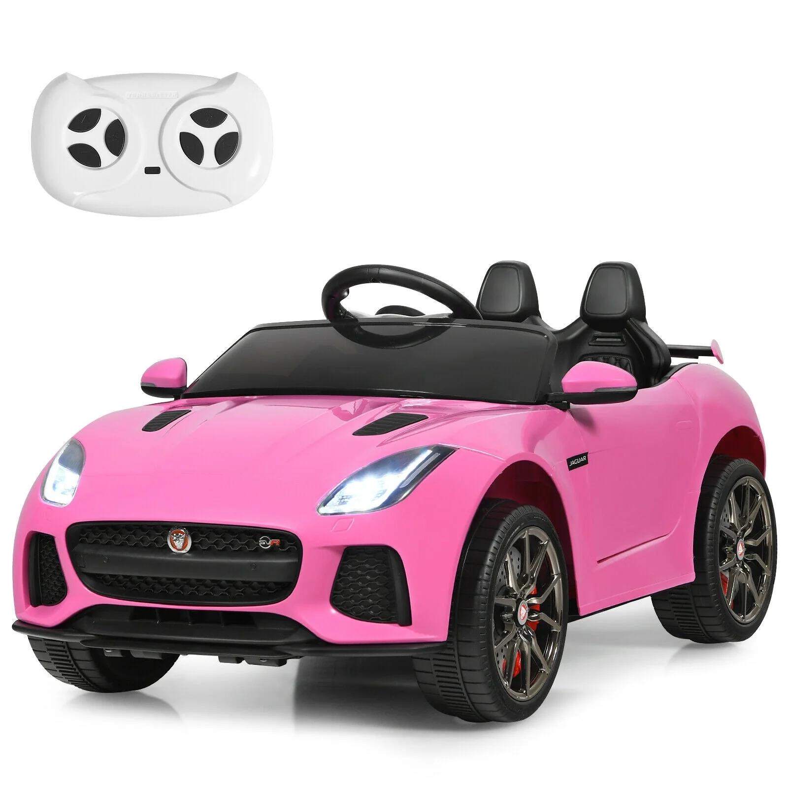 12V Jaguar F-Type SVR Licensed Kids Ride On Car-Pink - Image 4