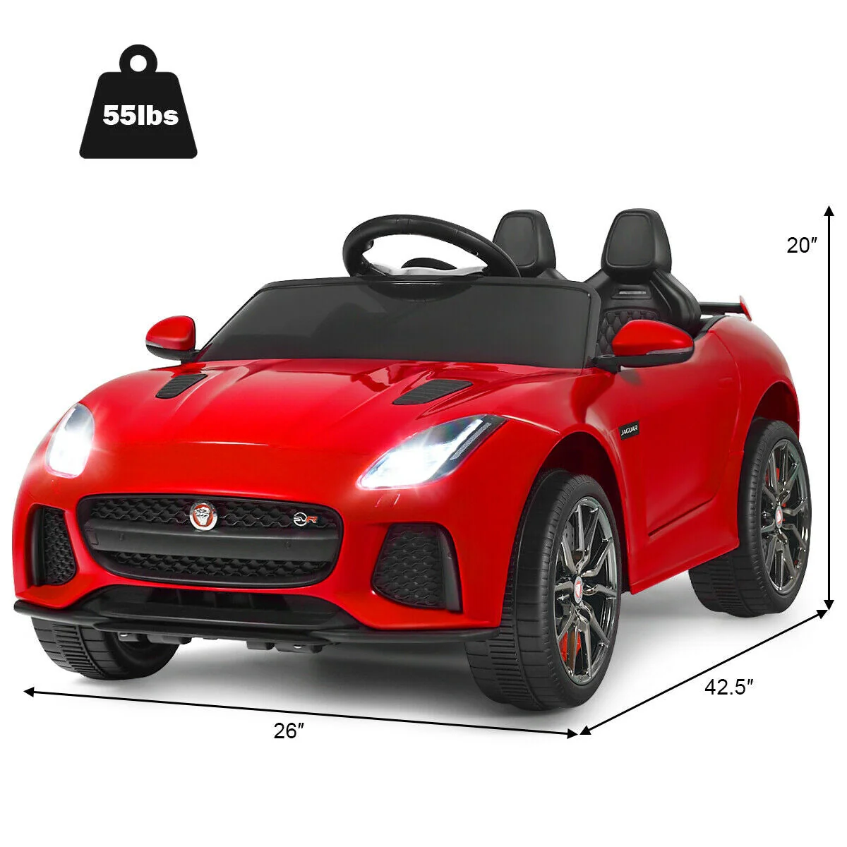 12V Jaguar F-Type SVR Licensed Kids Ride On Car-Red - Image 5
