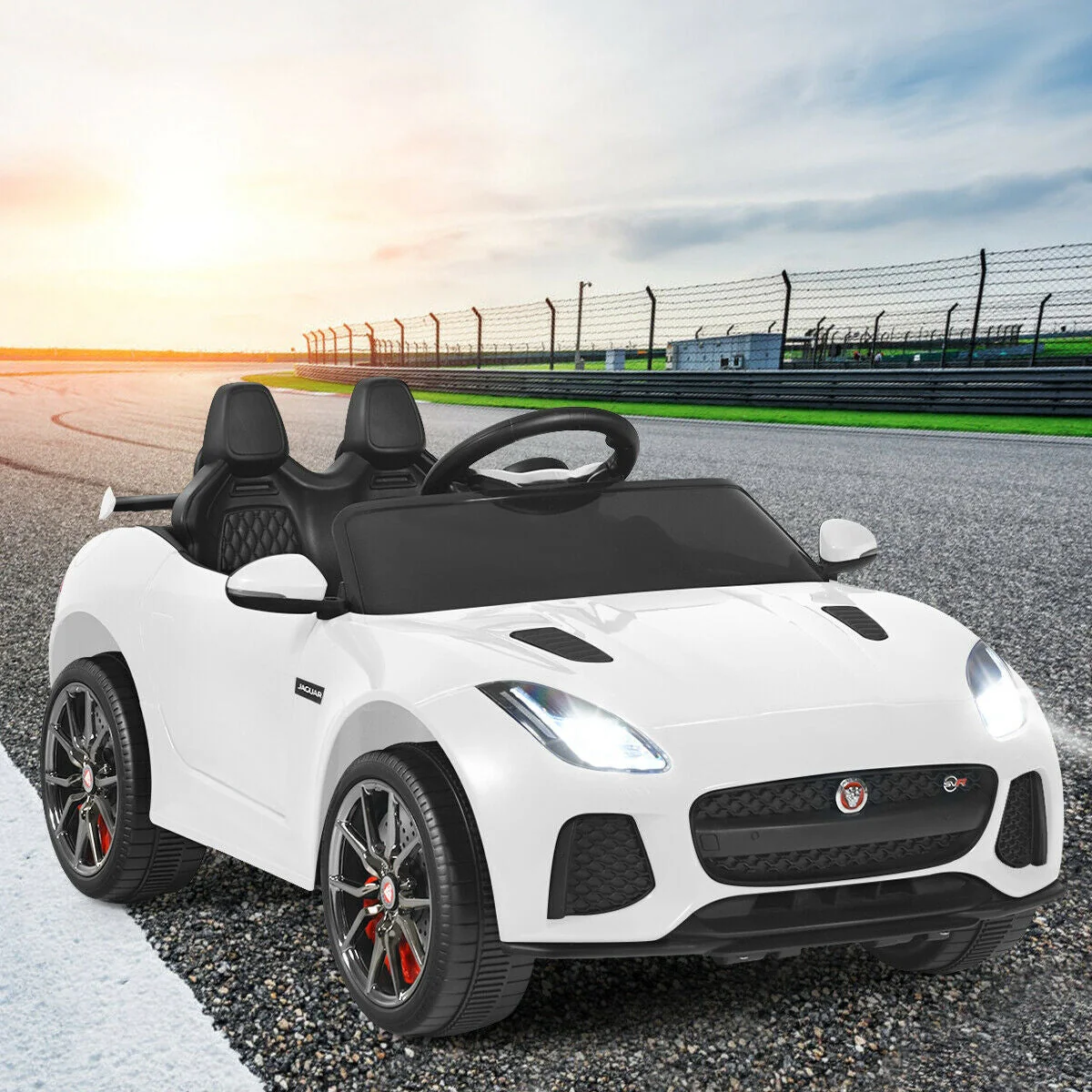 12V Jaguar F-Type SVR Licensed Kids Ride On Car-White - Image 2