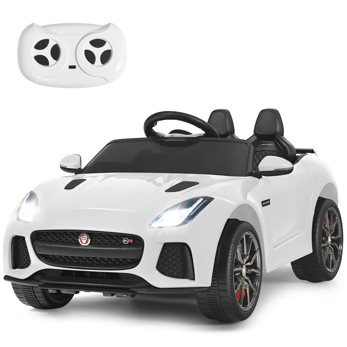 12V Jaguar F-Type SVR Licensed Kids Ride On Car-White - Image 4