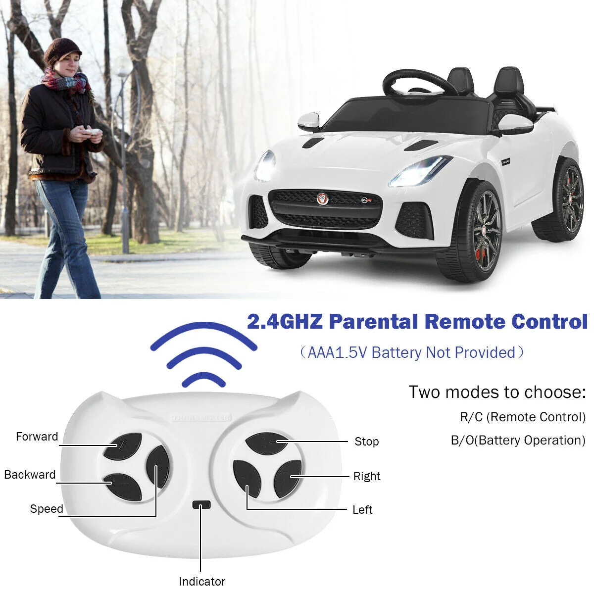 12V Jaguar F-Type SVR Licensed Kids Ride On Car-White - Image 8