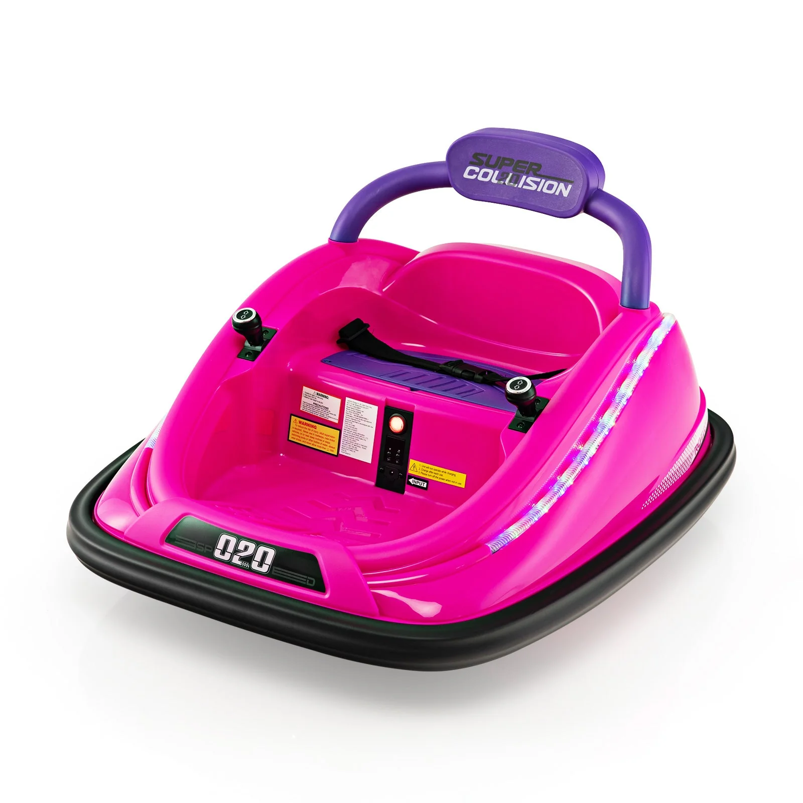 12V Kids Bumper Car Ride on Toy with Remote Control and 360 Degree Spin Rotation-Pink - Image 3