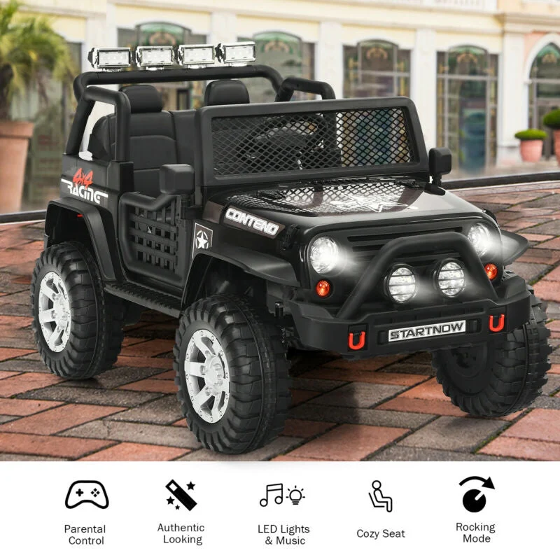 12V Kids Electric Ride On Truck with Remote Control and Operation Lever-Black - Image 2