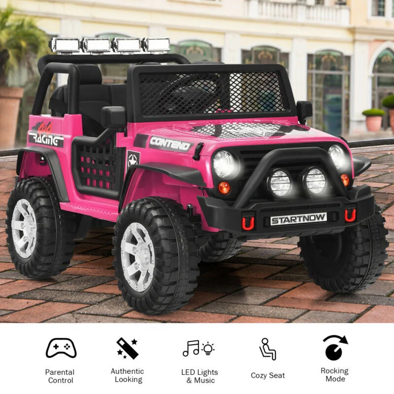 12V Kids Electric Ride On Truck with Remote Control and Operation Lever-Pink - Image 2