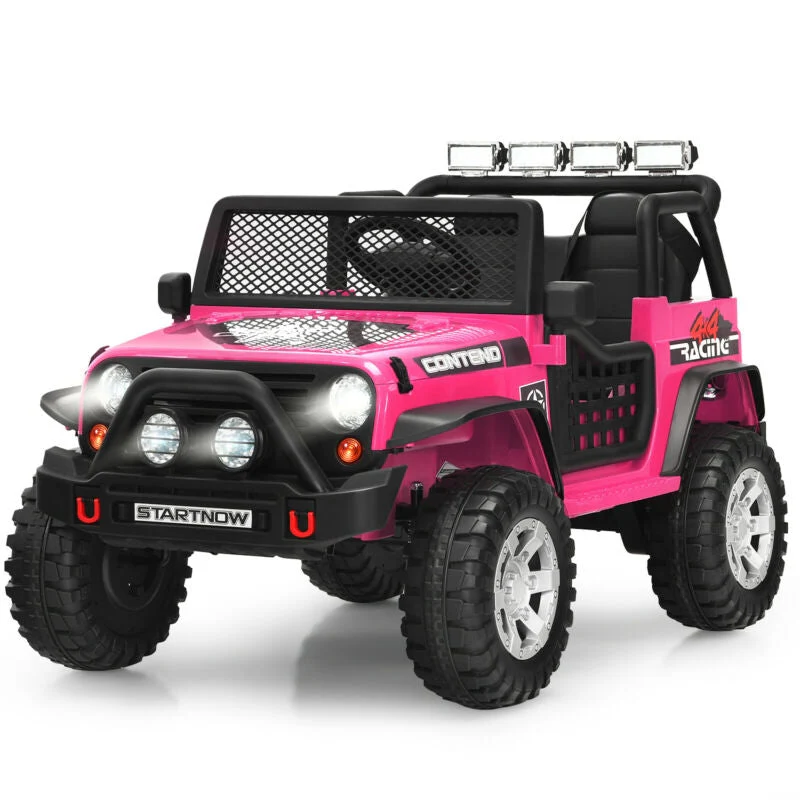 12V Kids Electric Ride On Truck with Remote Control and Operation Lever-Pink - Image 3