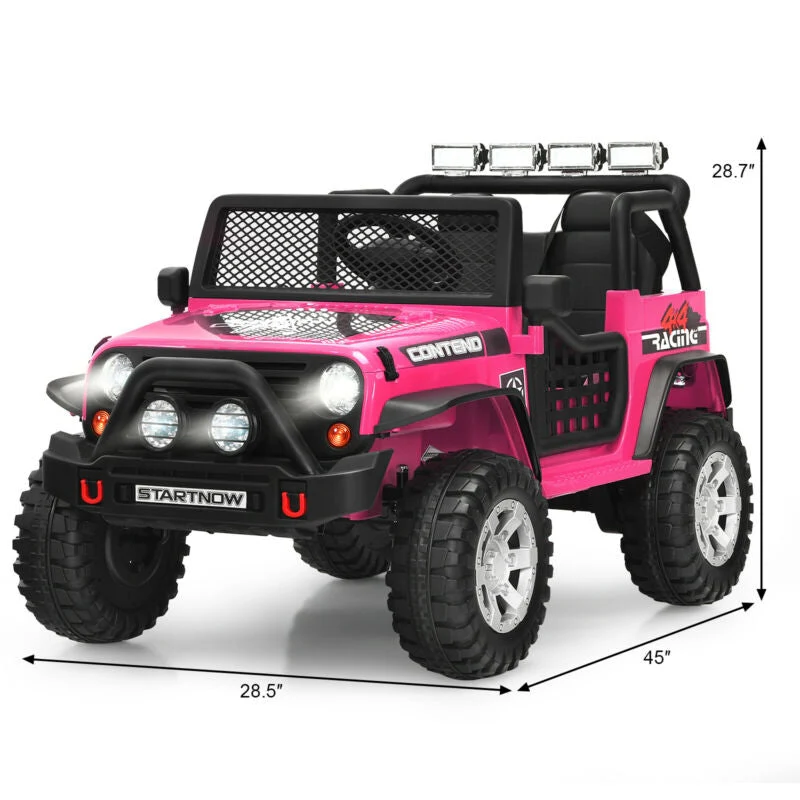 12V Kids Electric Ride On Truck with Remote Control and Operation Lever-Pink - Image 4