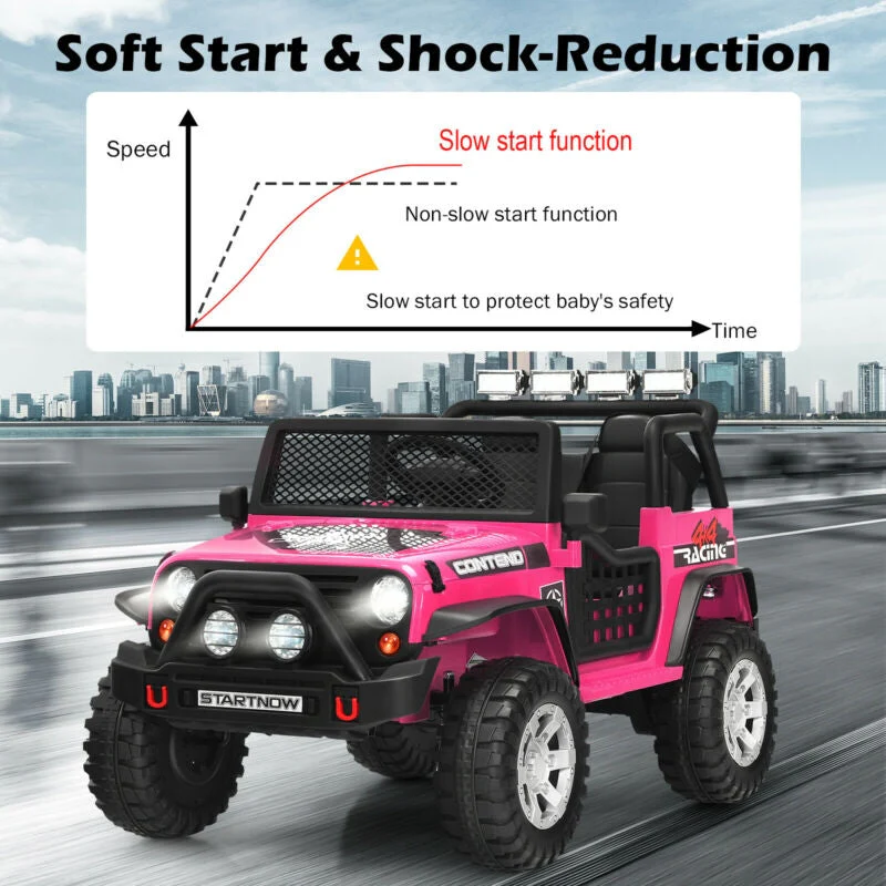12V Kids Electric Ride On Truck with Remote Control and Operation Lever-Pink - Image 5