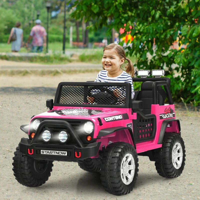 12V Kids Electric Ride On Truck with Remote Control and Operation Lever-Pink - Image 6