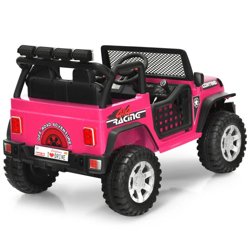 12V Kids Electric Ride On Truck with Remote Control and Operation Lever-Pink - Image 8