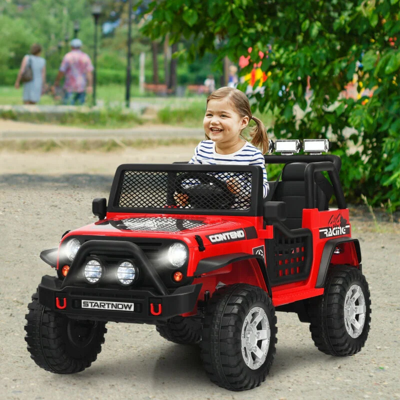 12V Kids Electric Ride On Truck with Remote Control and Operation Lever-Red - Image 2