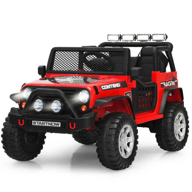 12V Kids Electric Ride On Truck with Remote Control and Operation Lever-Red - Image 3