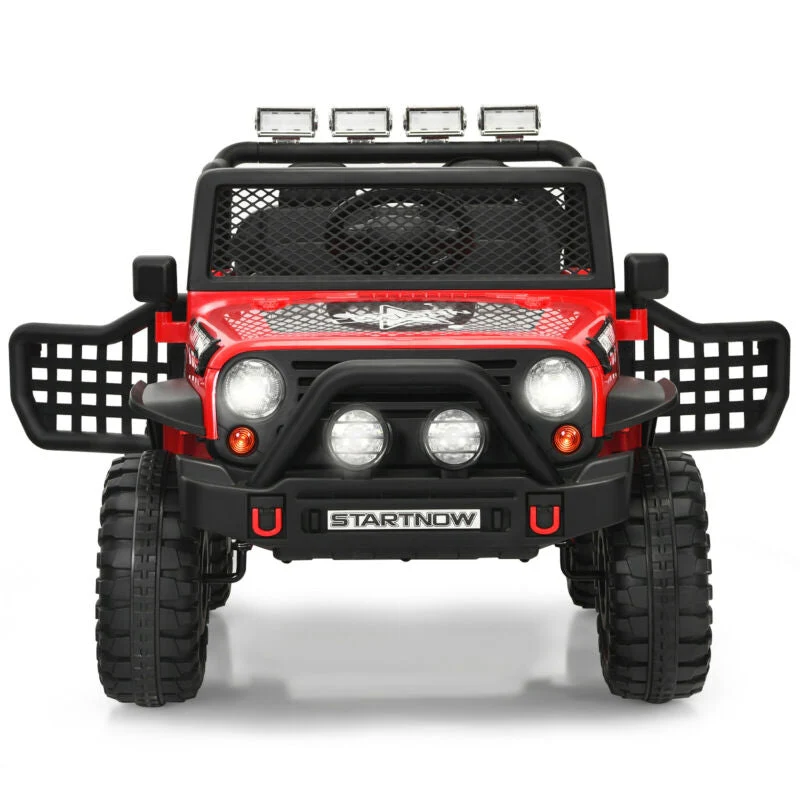 12V Kids Electric Ride On Truck with Remote Control and Operation Lever-Red - Image 4