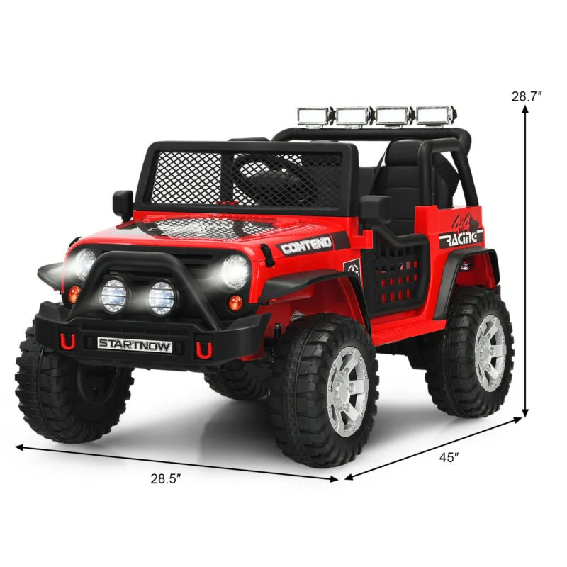 12V Kids Electric Ride On Truck with Remote Control and Operation Lever-Red - Image 5