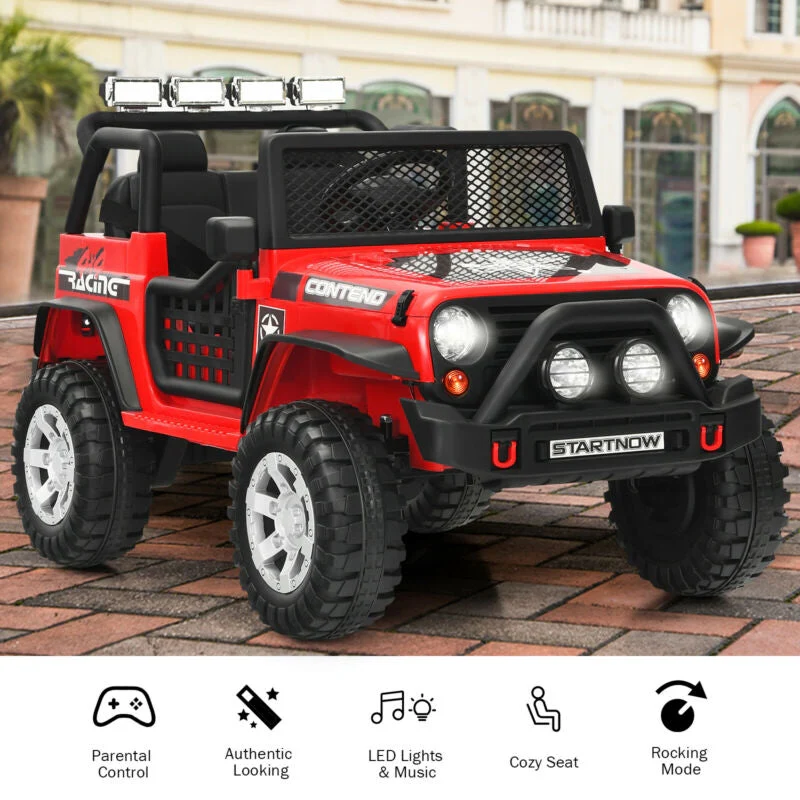 12V Kids Electric Ride On Truck with Remote Control and Operation Lever-Red - Image 7