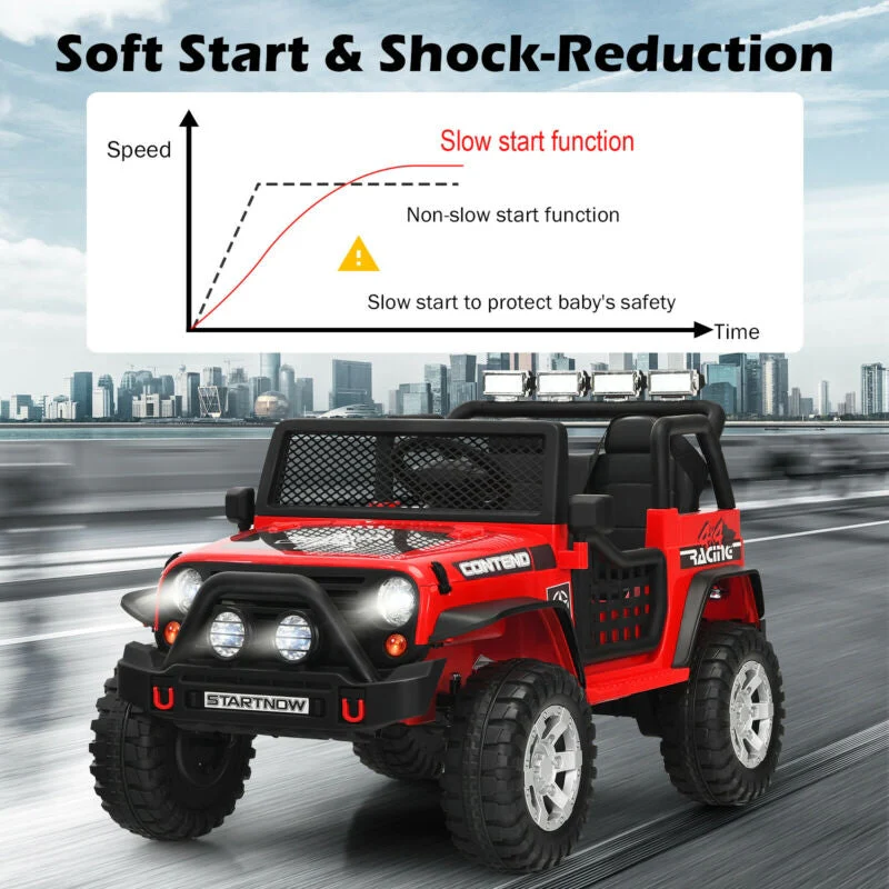 12V Kids Electric Ride On Truck with Remote Control and Operation Lever-Red - Image 8