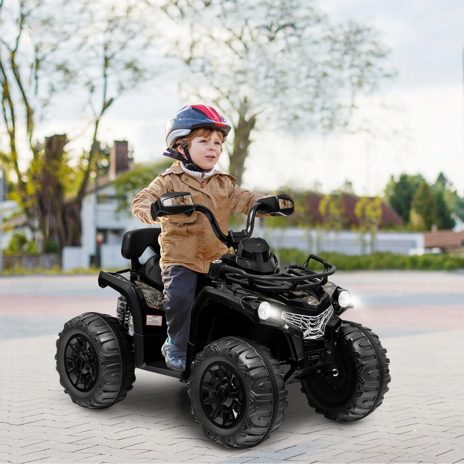 12V Kids Ride On ATV 4 Wheeler with MP3 and Headlights-Black - Image 6