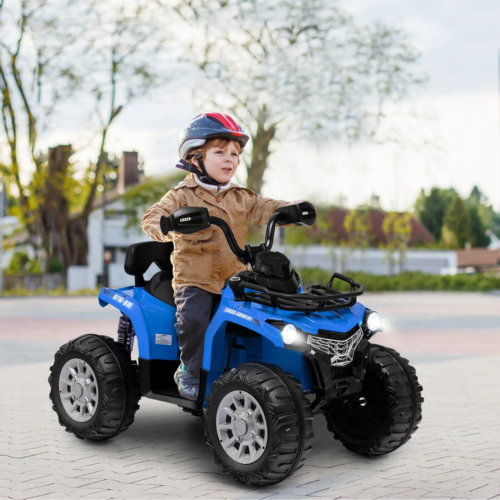 12V Kids Ride On ATV 4 Wheeler with MP3 and Headlights-Blue - Image 6