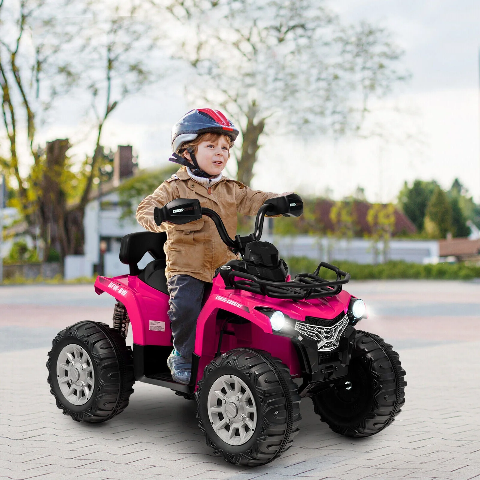 12V Kids Ride On ATV 4 Wheeler with MP3 and Headlights-Pink - Image 6
