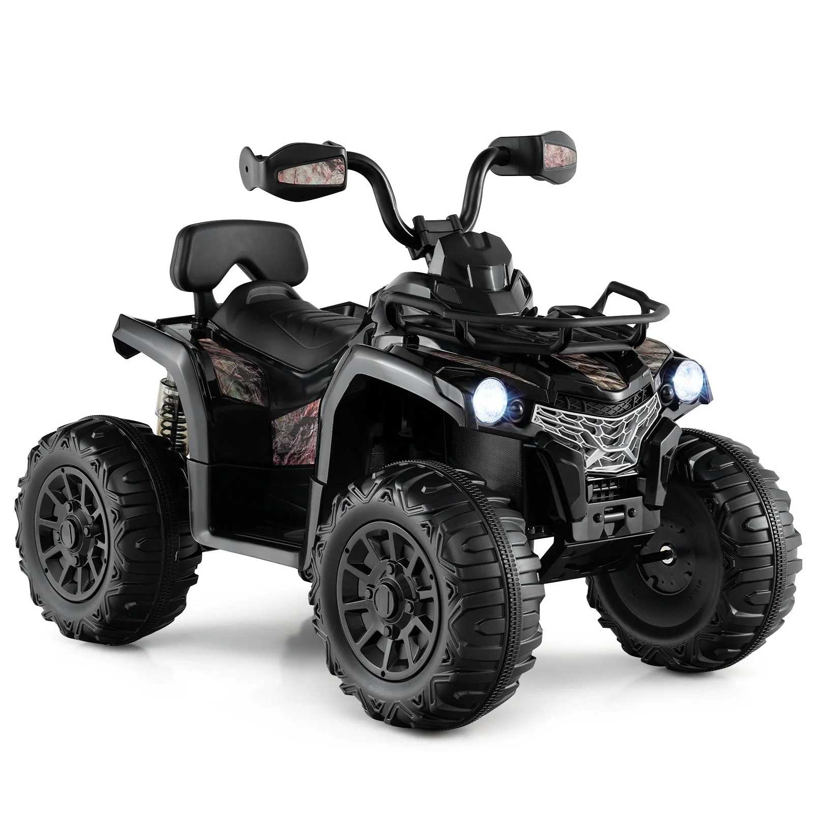 12V Kids Ride On ATV 4 Wheeler with MP3 and Headlights-Solid Black - Image 3