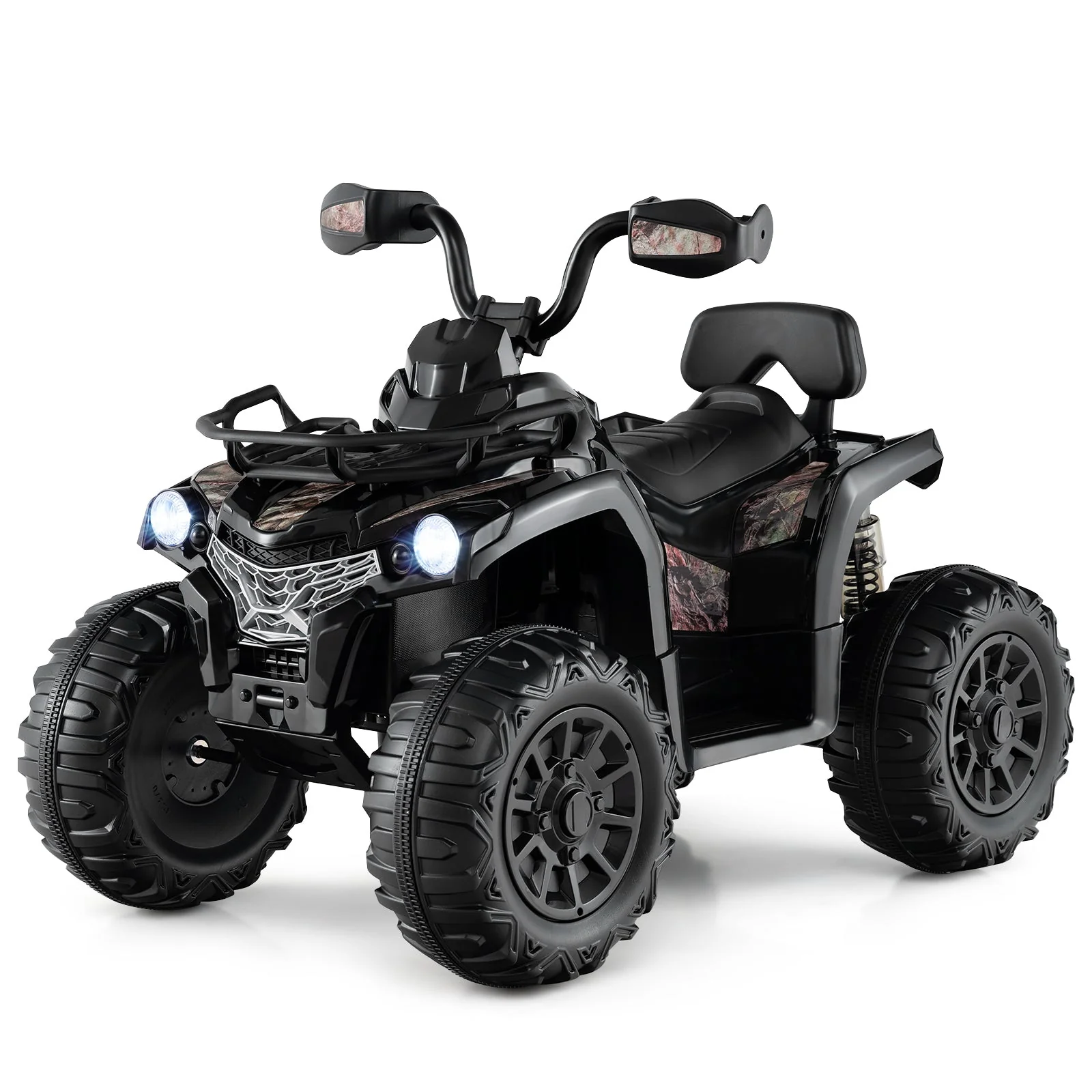 12V Kids Ride On ATV 4 Wheeler with MP3 and Headlights-Solid Black - Image 4