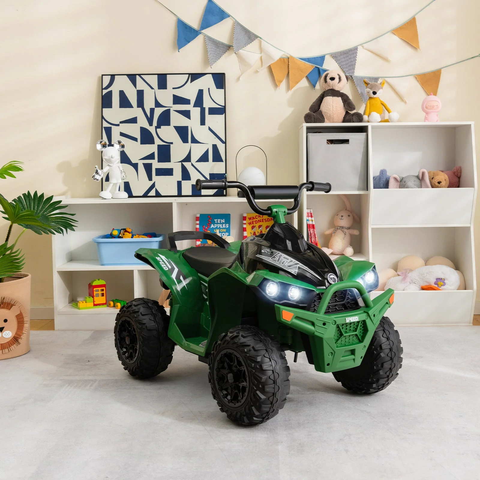 12V Kids Ride On ATV with High/Low Speed and Comfortable Seat-Army Green - Image 2