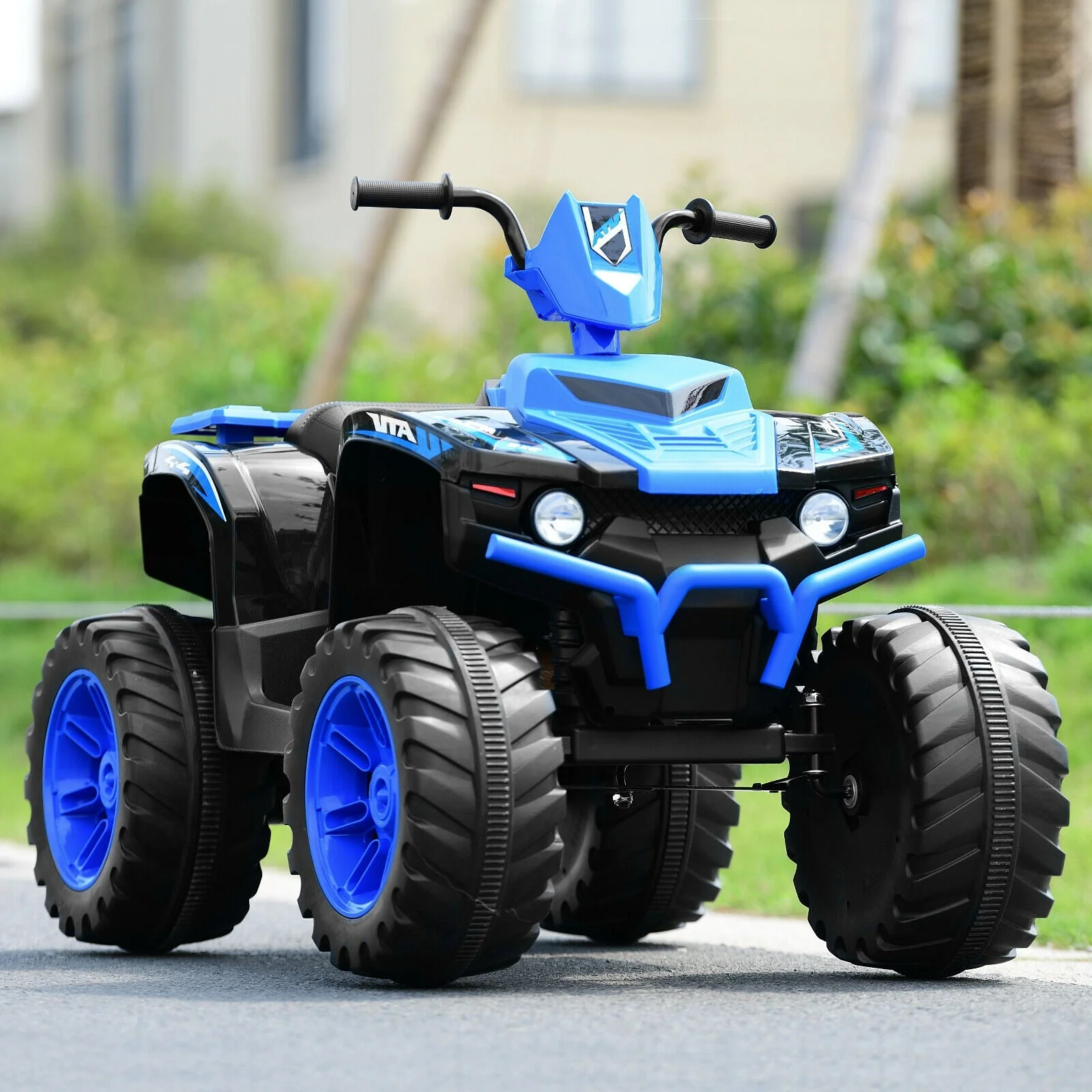 12V Kids Ride on ATV with LED Lights and Treaded Tires and LED lights-Navy - Image 2