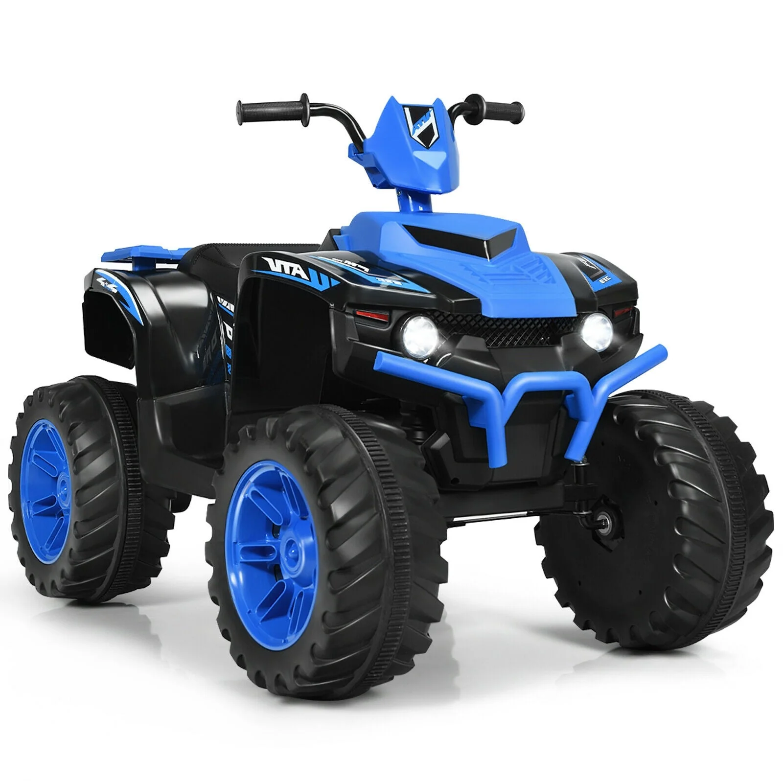 12V Kids Ride on ATV with LED Lights and Treaded Tires and LED lights-Navy - Image 3