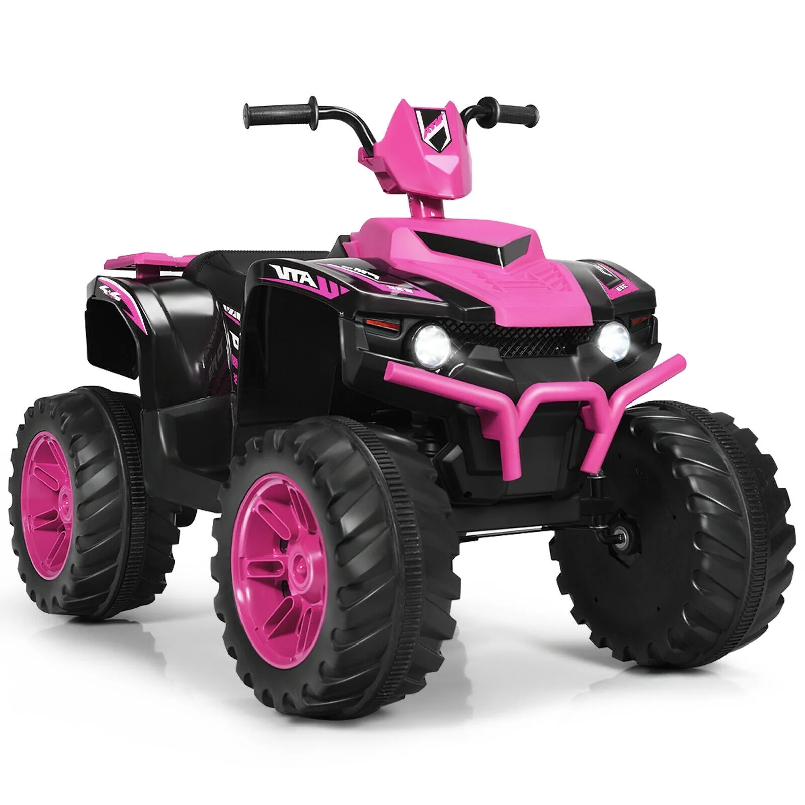 12V Kids Ride on ATV with LED Lights and Treaded Tires and LED lights-Pink - Image 3