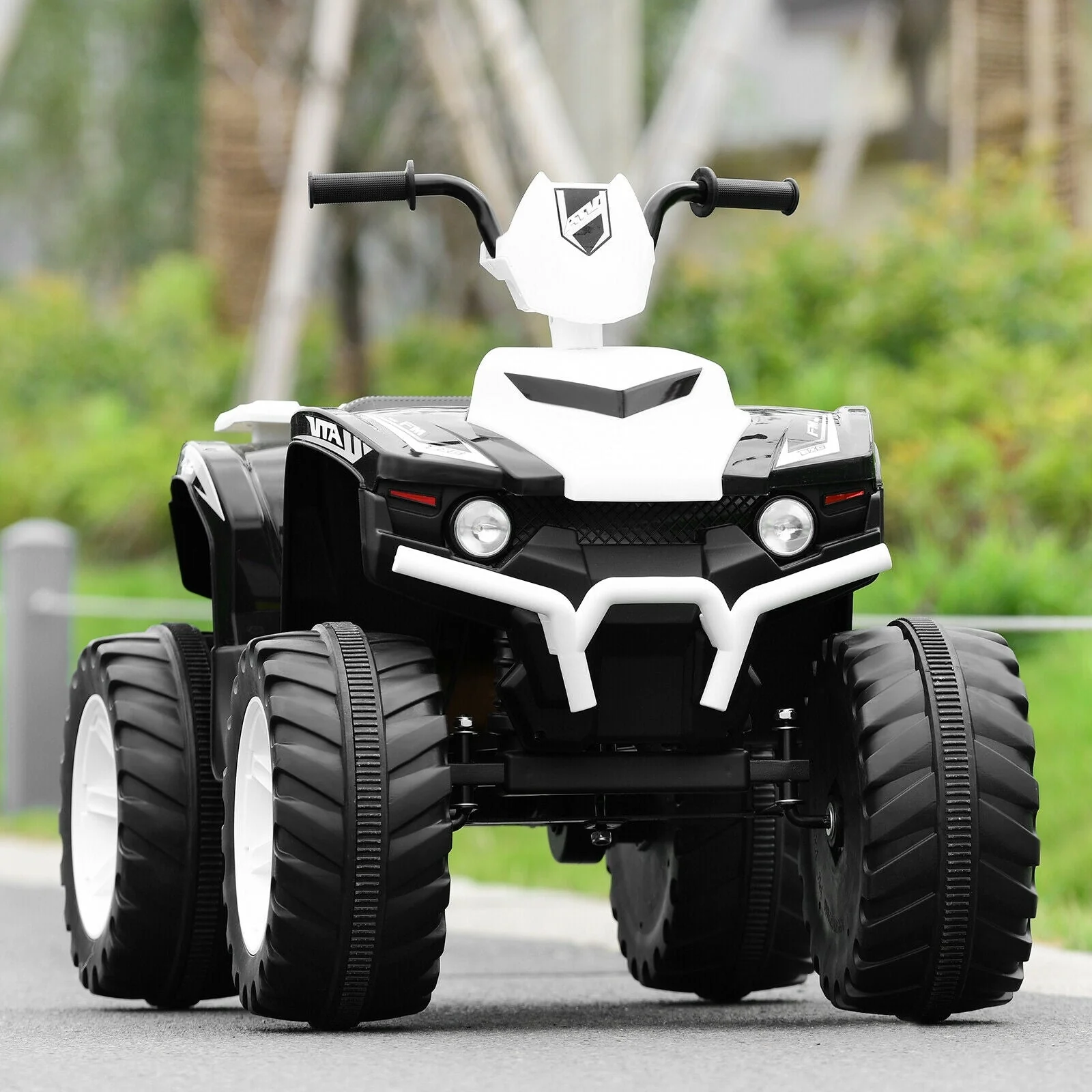 12V Kids Ride on ATV with LED Lights and Treaded Tires and LED lights-White - Image 2