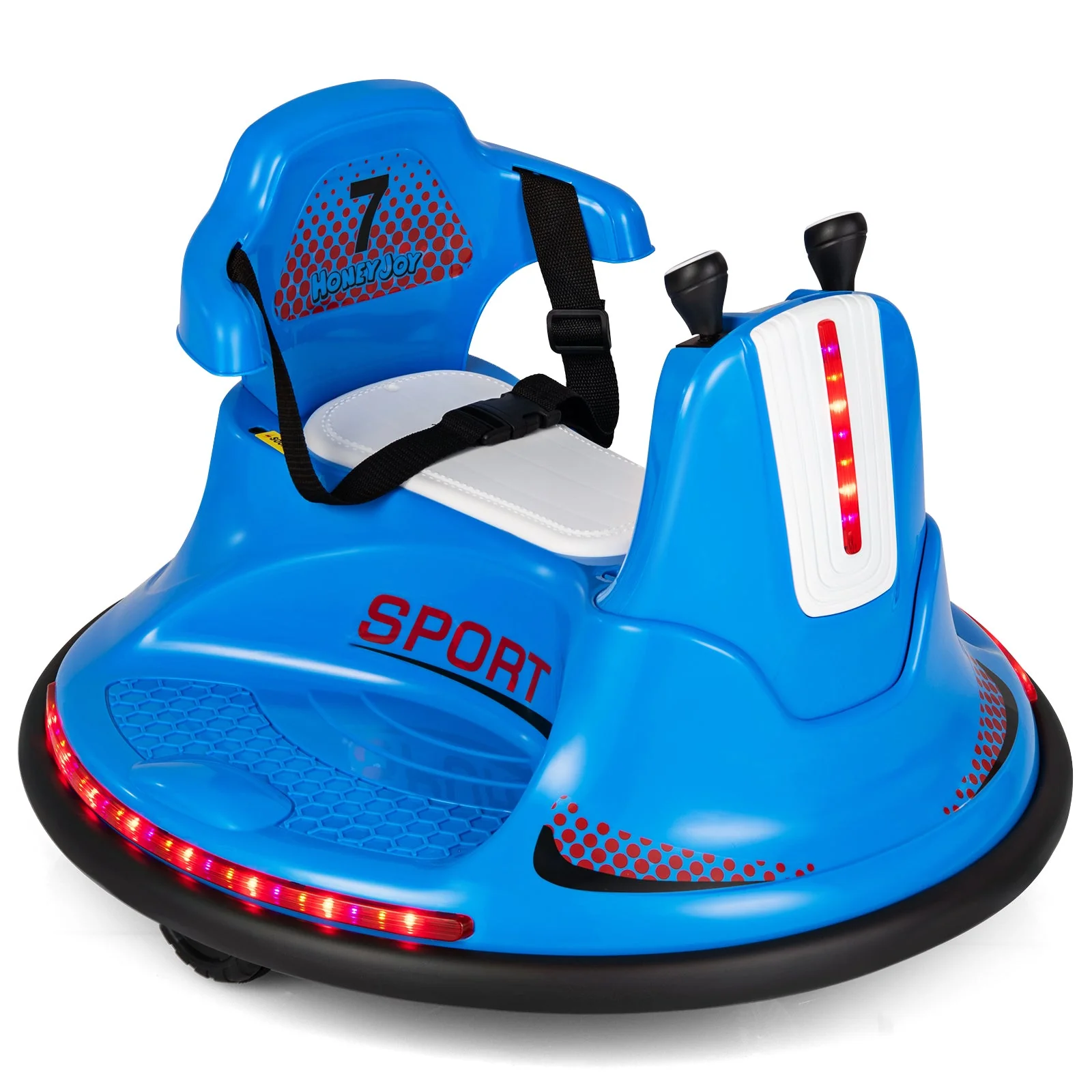 12V Kids Ride On Bumper Car with Remote Control Lights and Music-Blue - Image 2