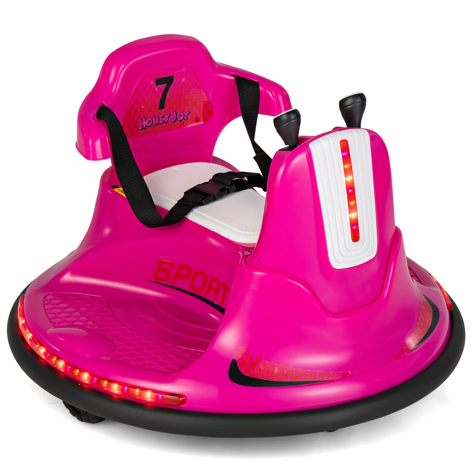 12V Kids Ride On Bumper Car with Remote Control Lights and Music-Pink - Image 2