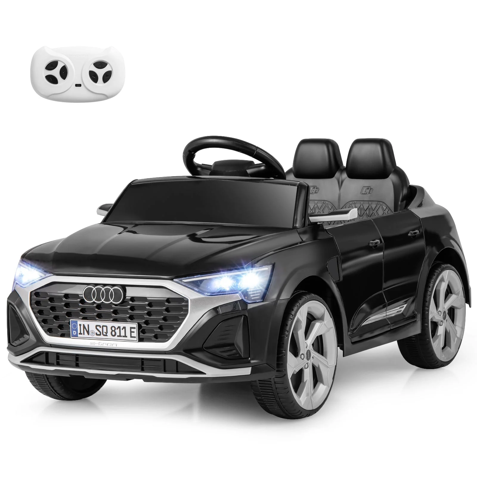 12V Kids Ride on Car Licensed Audi SQ8 with Remote Control and 3 Speeds-Black - Image 3