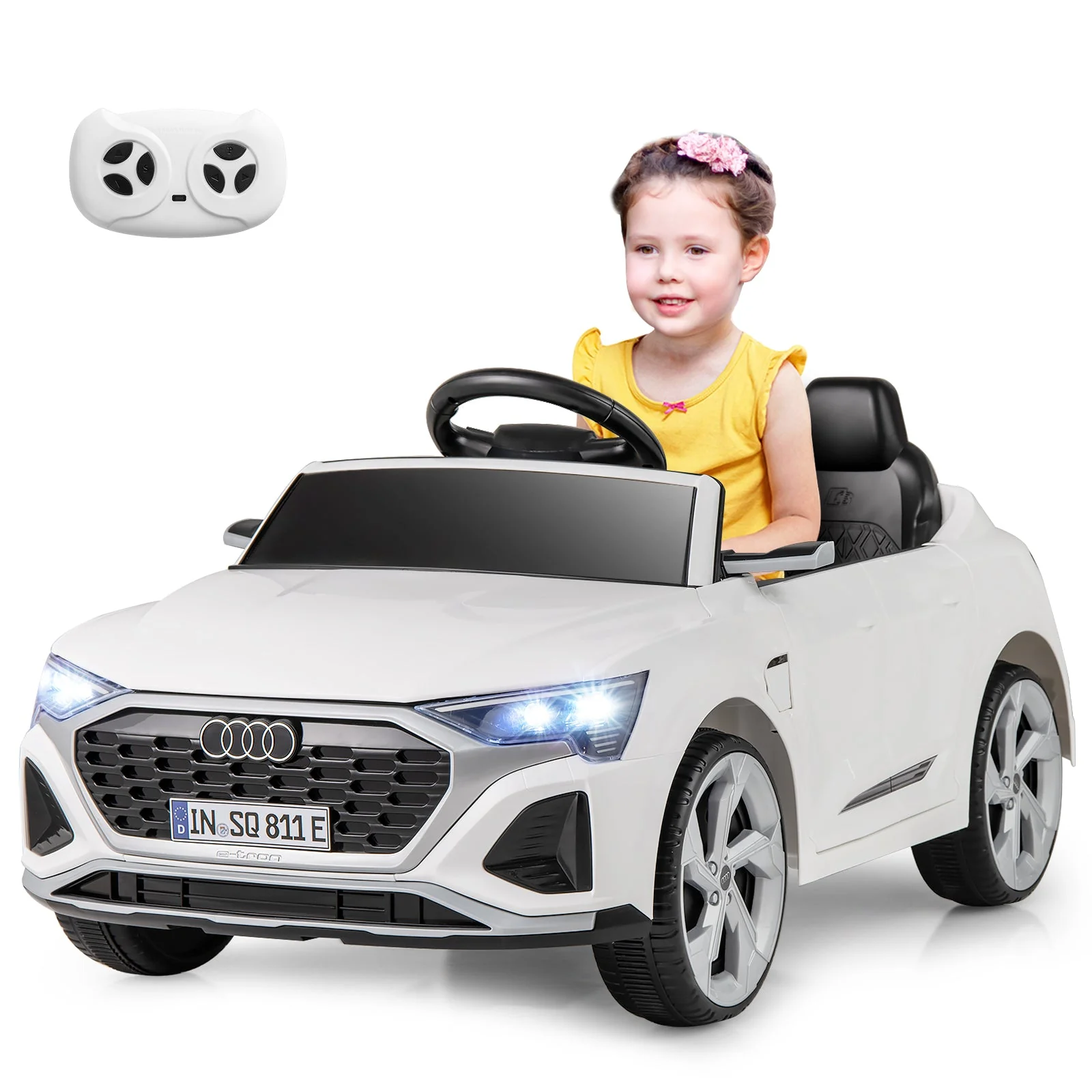 12V Kids Ride on Car Licensed Audi SQ8 with Remote Control and 3 Speeds-White - Image 3