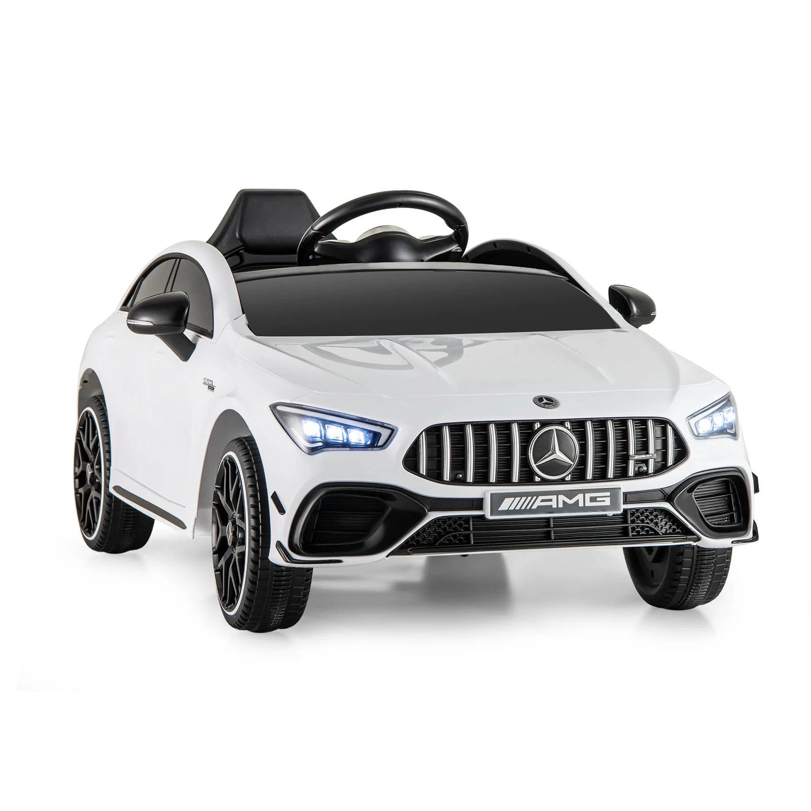 12V Kids Ride on Car Mercedes-Benz AMG CLA 45 with Remote-White - Image 2