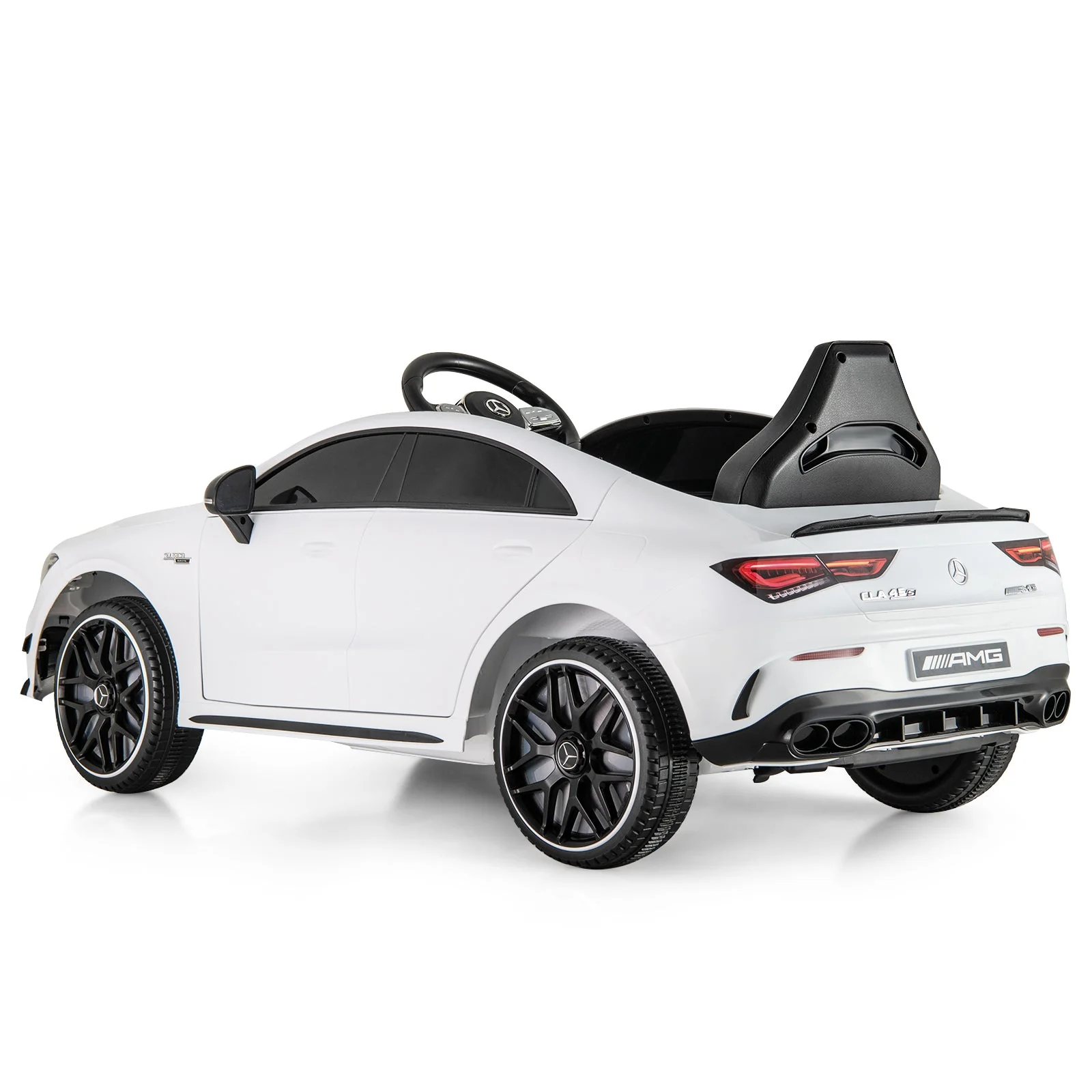 12V Kids Ride on Car Mercedes-Benz AMG CLA 45 with Remote-White - Image 3