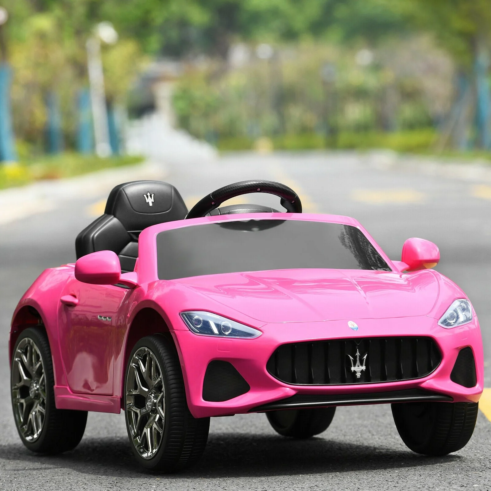 12V Kids Ride-On Car with Remote Control and Lights-Pink - Image 2