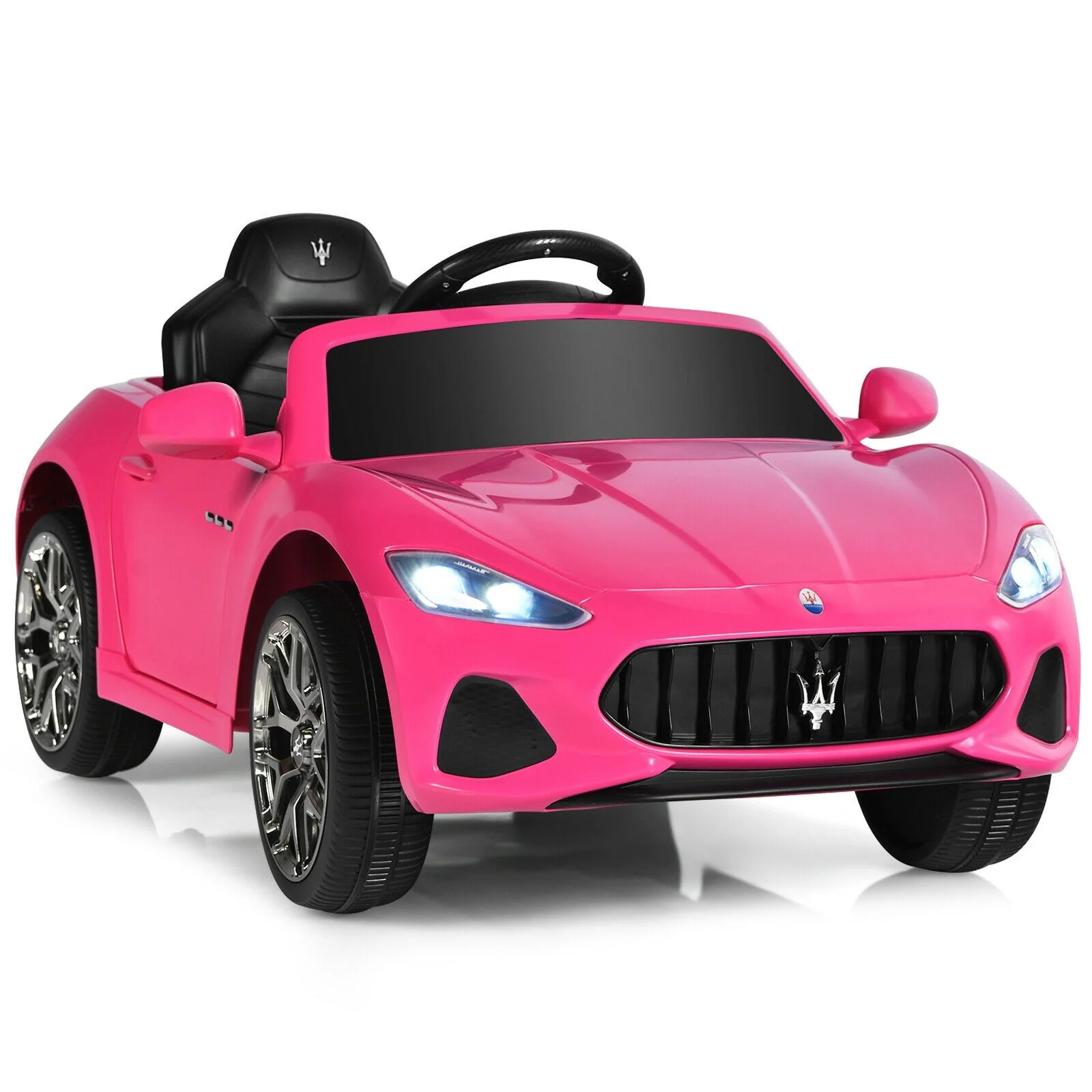12V Kids Ride-On Car with Remote Control and Lights-Pink - Image 3