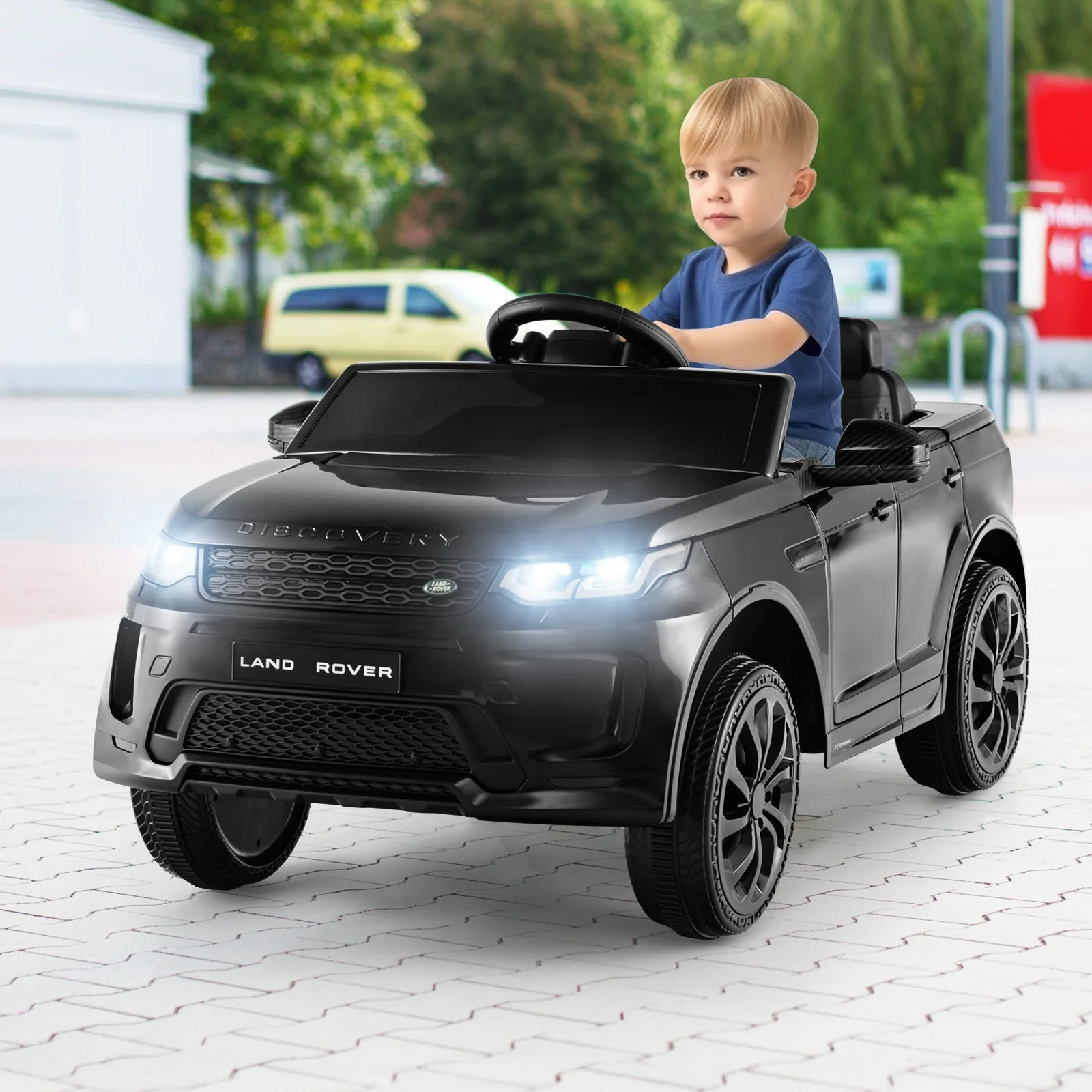 12V Kids Ride On Car with Remote Control Lockable Doors Slow Start System and LED Lights-Black - Image 2