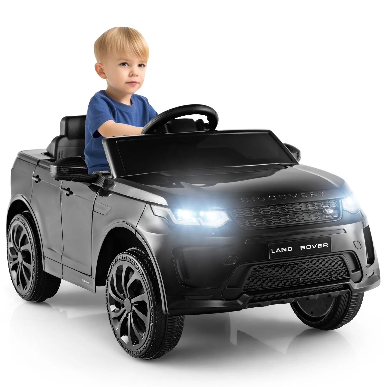 12V Kids Ride On Car with Remote Control Lockable Doors Slow Start System and LED Lights-Black - Image 4