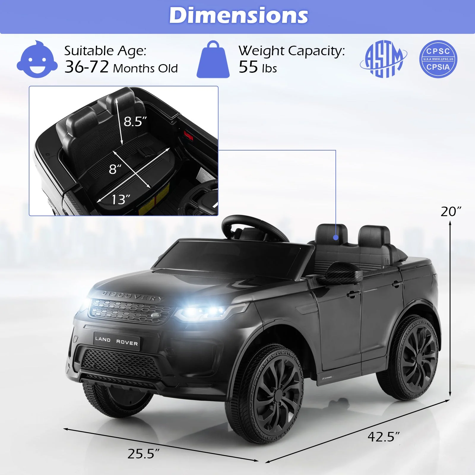 12V Kids Ride On Car with Remote Control Lockable Doors Slow Start System and LED Lights-Black - Image 5