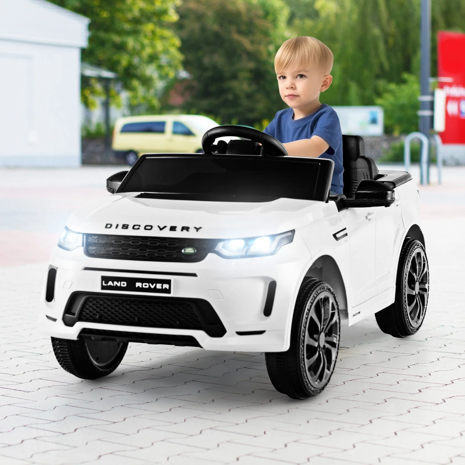 12V Kids Ride On Car with Remote Control Lockable Doors Slow Start System and LED Lights-White - Image 2