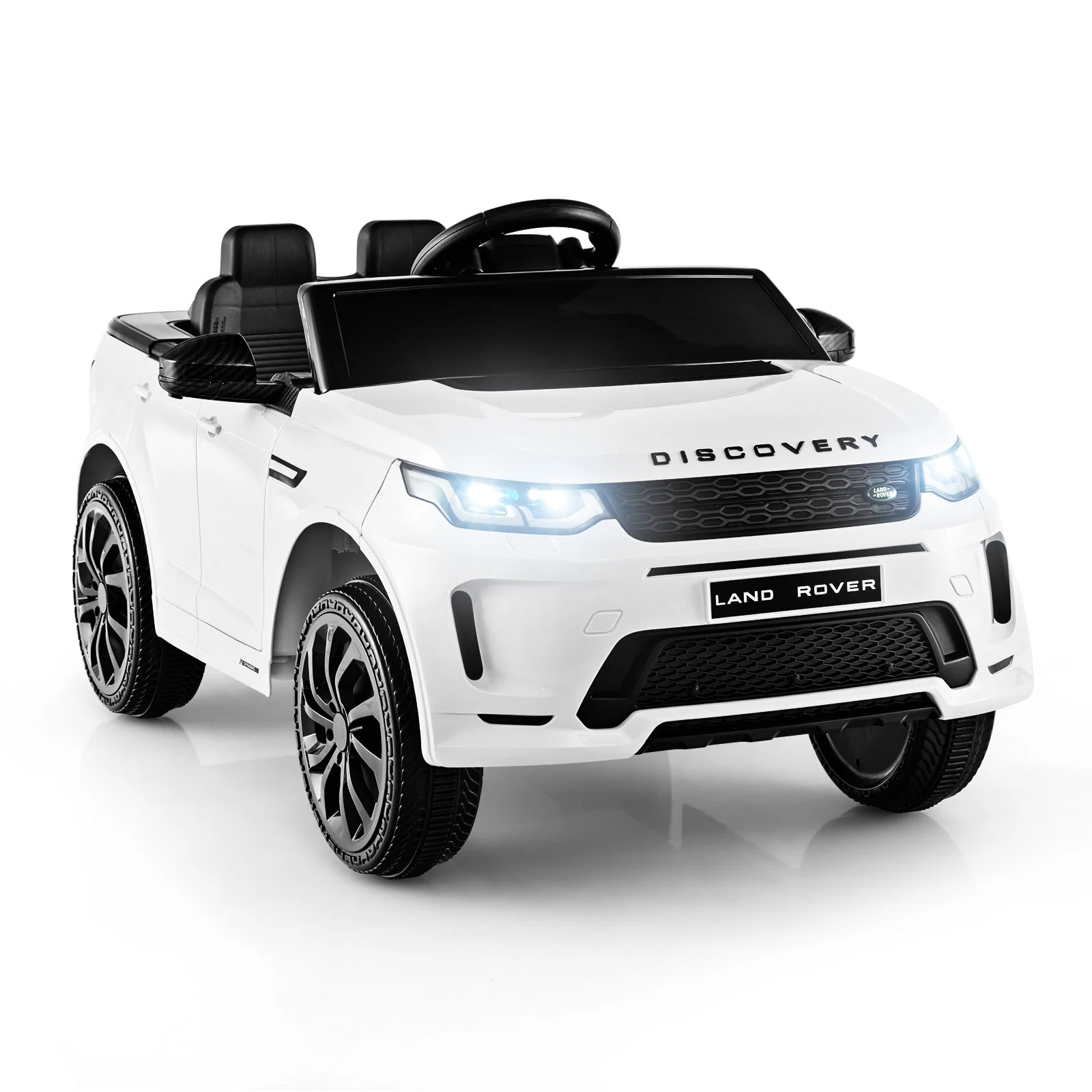 12V Kids Ride On Car with Remote Control Lockable Doors Slow Start System and LED Lights-White - Image 3