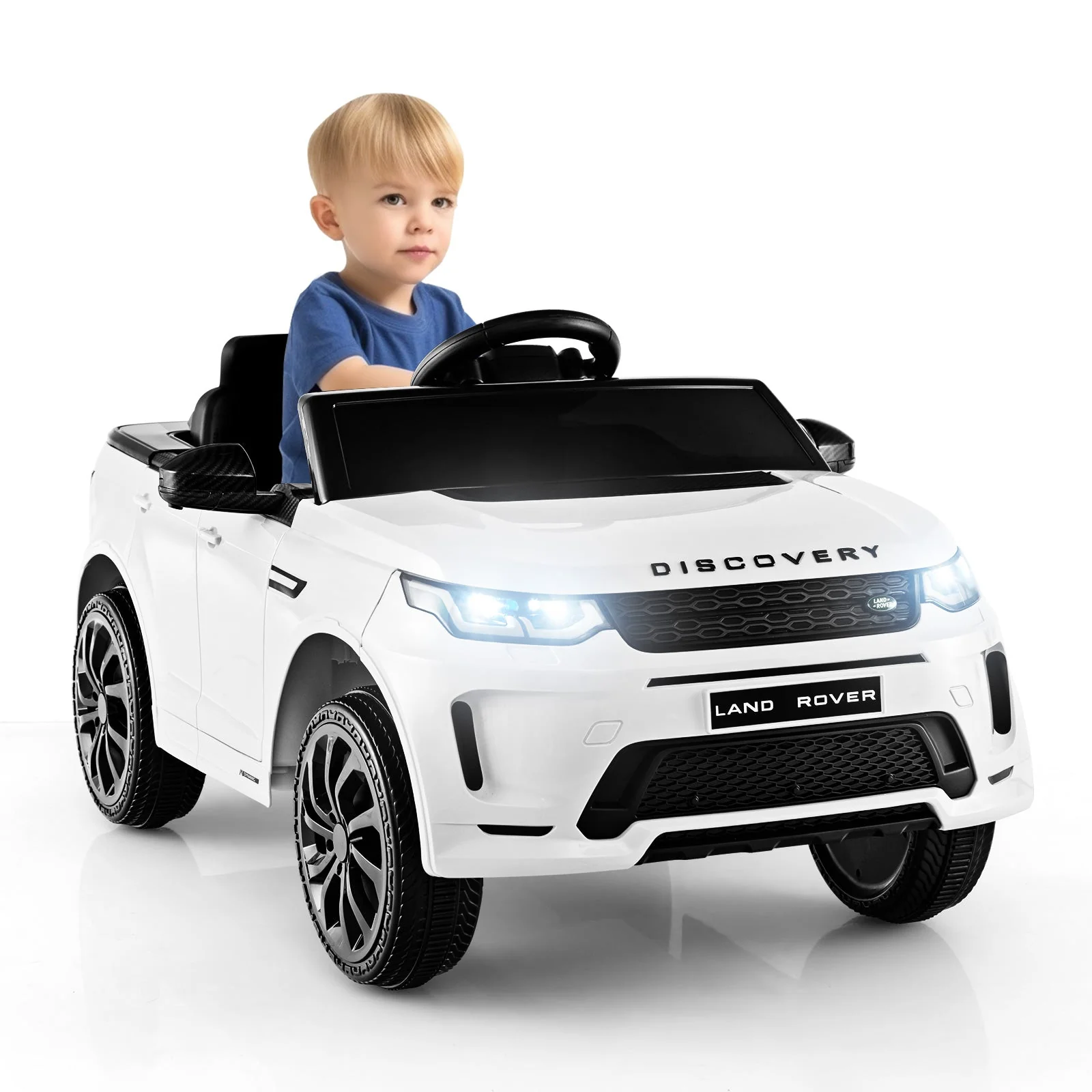 12V Kids Ride On Car with Remote Control Lockable Doors Slow Start System and LED Lights-White - Image 4