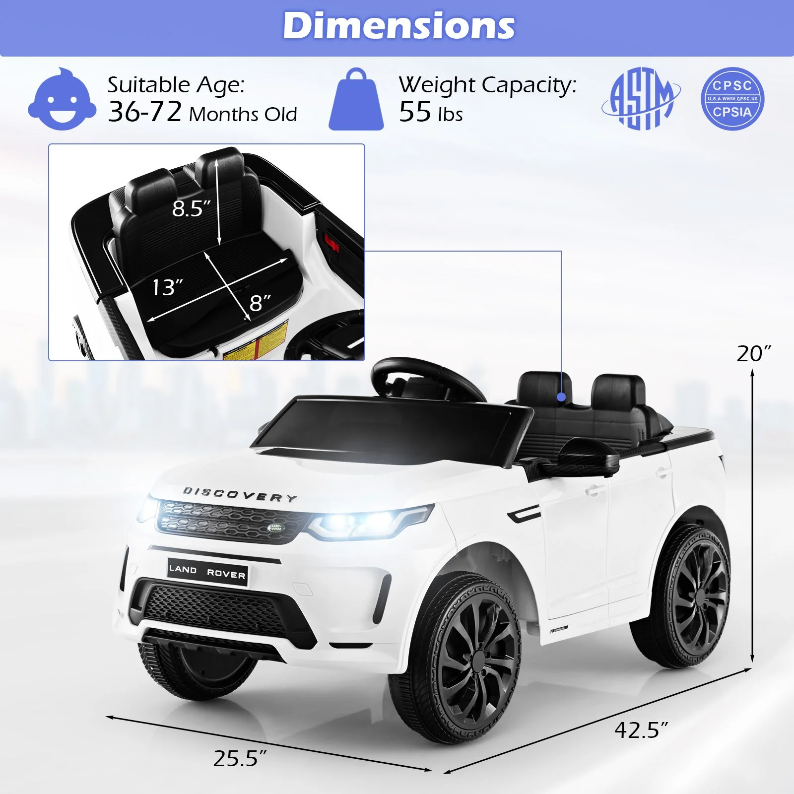 12V Kids Ride On Car with Remote Control Lockable Doors Slow Start System and LED Lights-White - Image 5